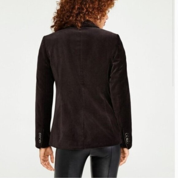 Ann Taylor Hutton Brown Velvet Blazer Lined Tailored One Button Close 4P Petite - Picture 2 of 10